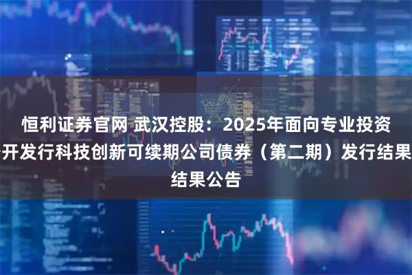 恒利证券官网 武汉控股:2025年面向专业投资者公开发行科技创新可续期公司债券(第二期)发行结果公告