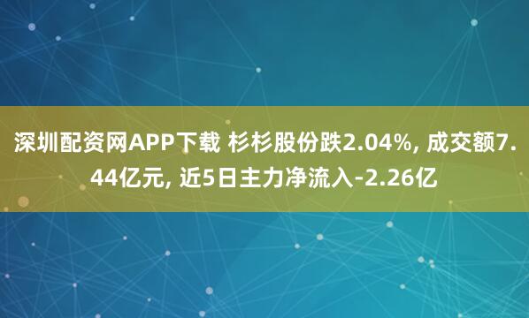 深圳配资网APP下载 杉杉股份跌2.04%, 成交额7.44亿元, 近5日主力净流入-2.26亿